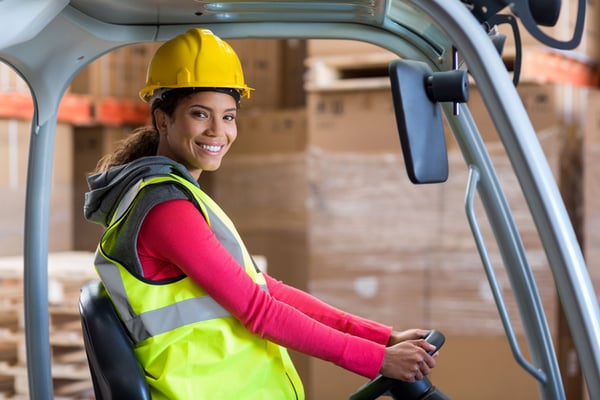 woman on forklift